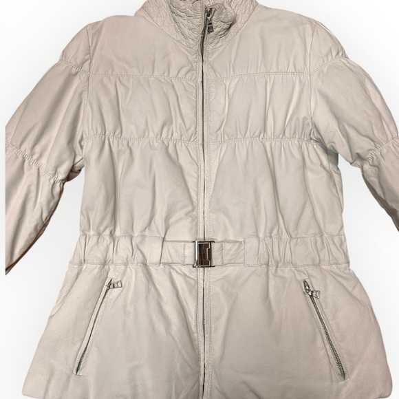 Danier White Leather Jacket Goose Down Filled - Picture 3 of 8